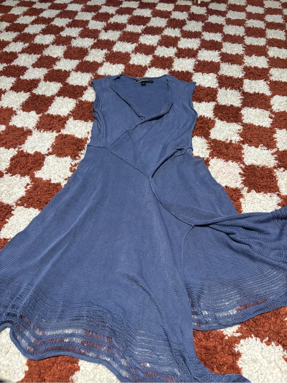 Peruvian Connection Blue Knit Midi Dress